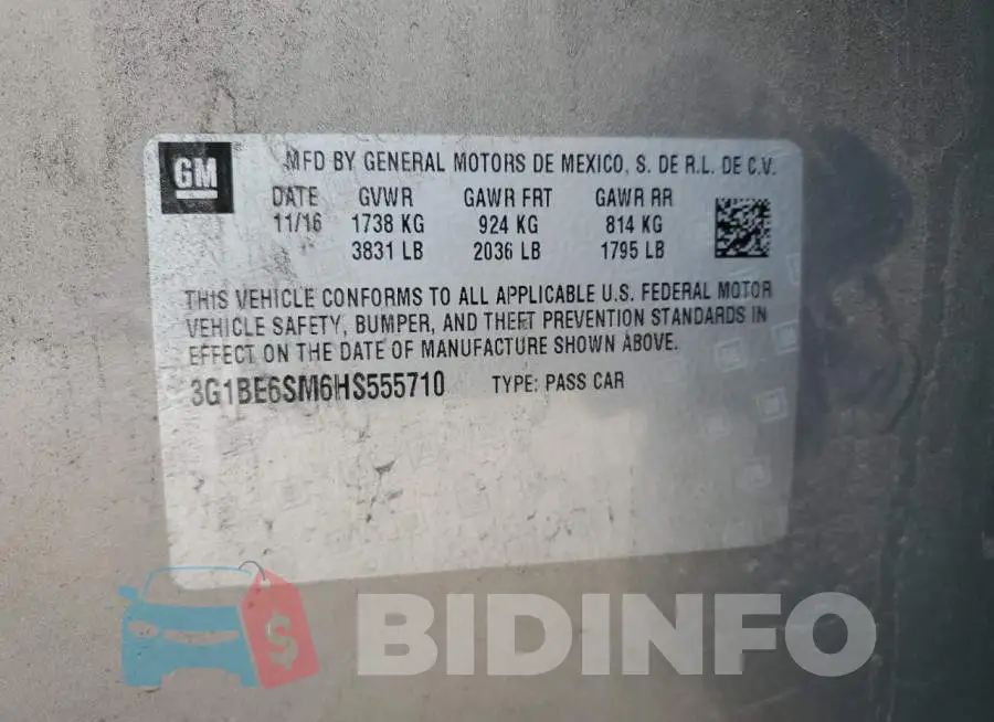 3G1BE6SM6HS555710 Photo# 12
