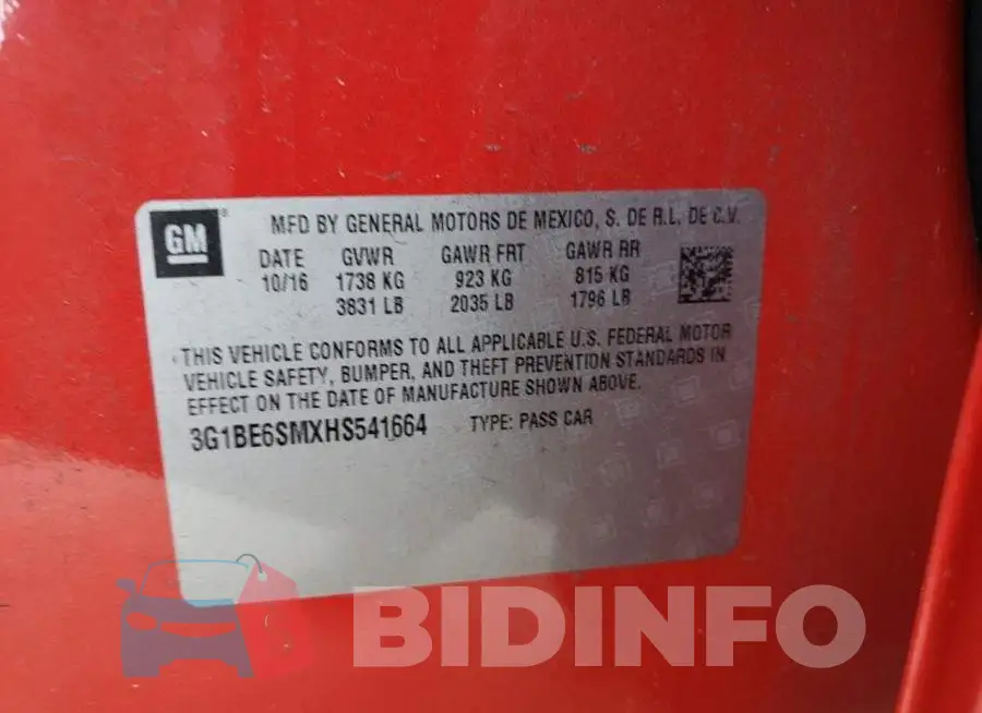 3G1BE6SMXHS541664 Photo# 12