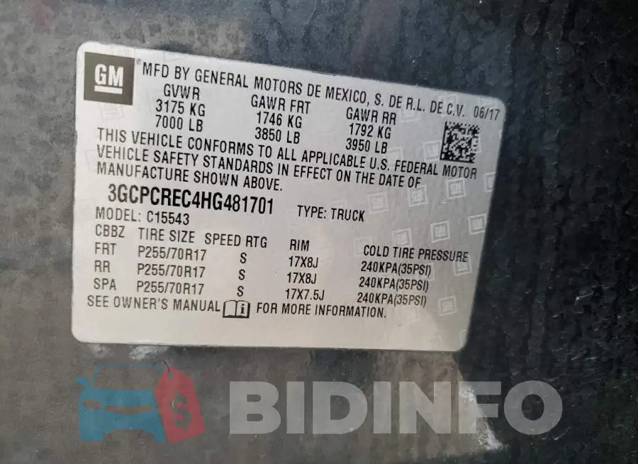 3GCPCREC4HG481701 Photo# 12