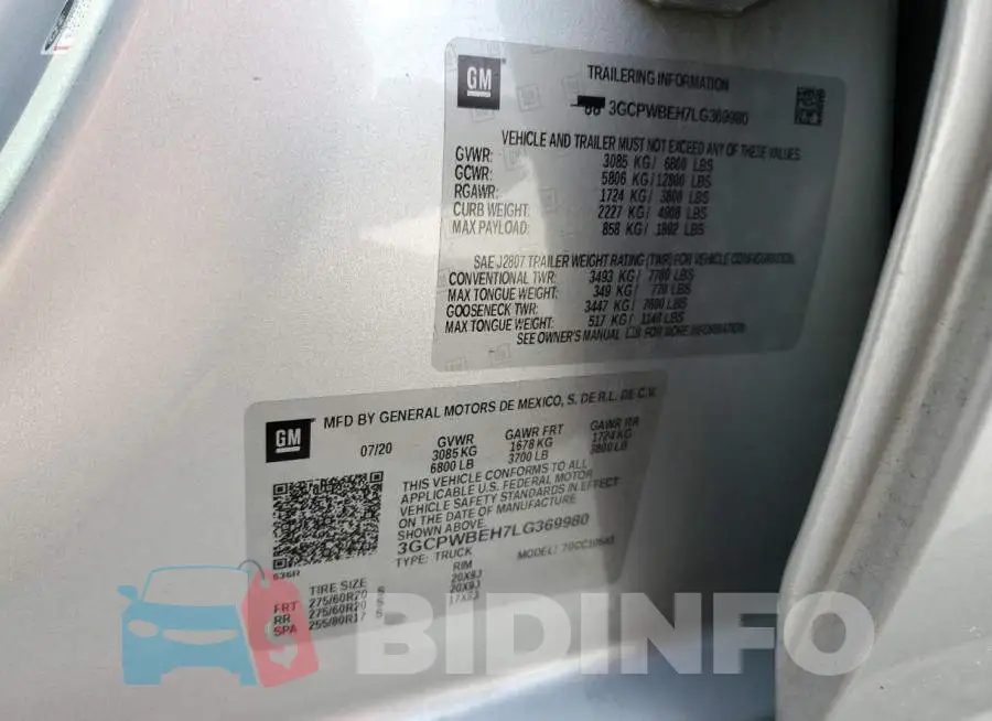 3GCPWBEH7LG369980 Photo# 12