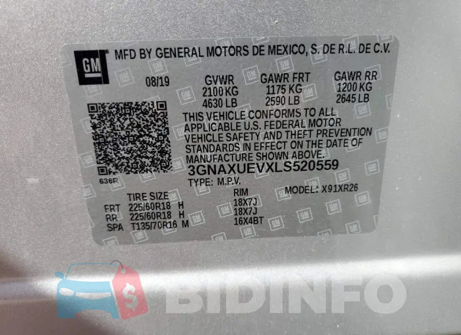 3GNAXUEVXLS520559 Photo# 12