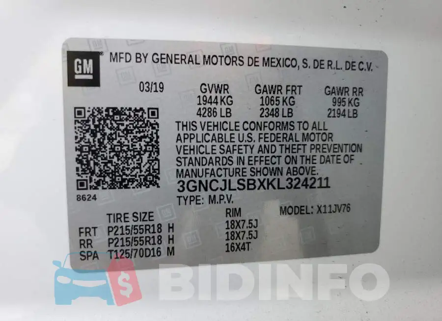 3GNCJLSBXKL324211 Photo# 13
