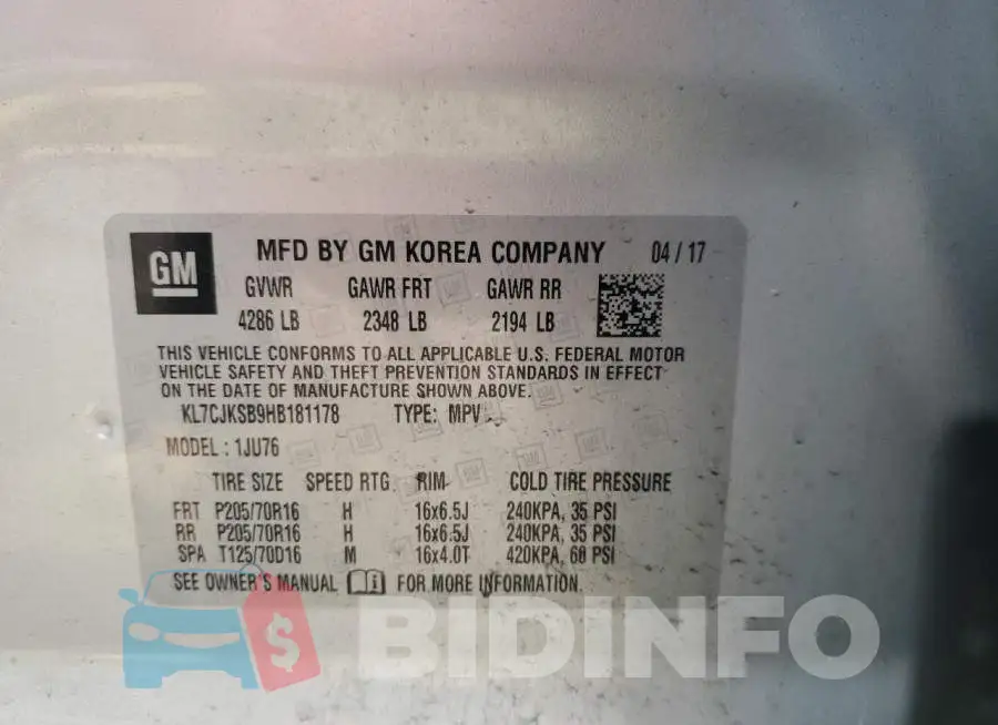 KL7CJKSB9HB181178 Photo# 12