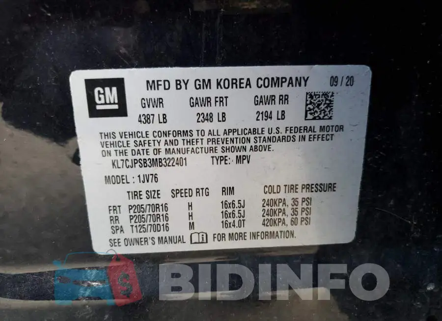 KL7CJPSB3MB322401 Photo# 13