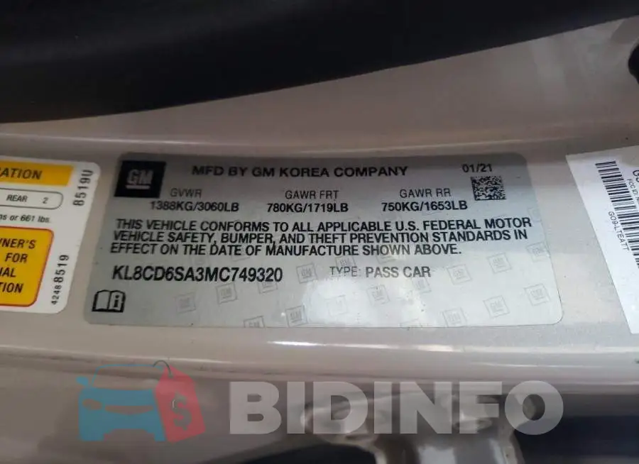 KL8CD6SA3MC749320 Photo# 12