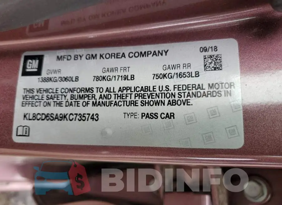KL8CD6SA9KC735743 Photo# 12