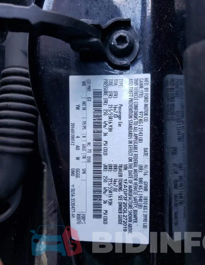 1FADP3F20GL272019 Photo# 12
