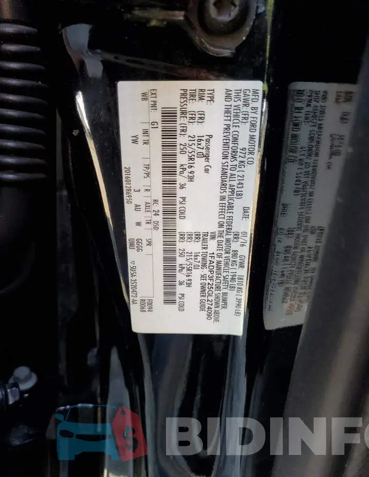 1FADP3F25GL274090 Photo# 12