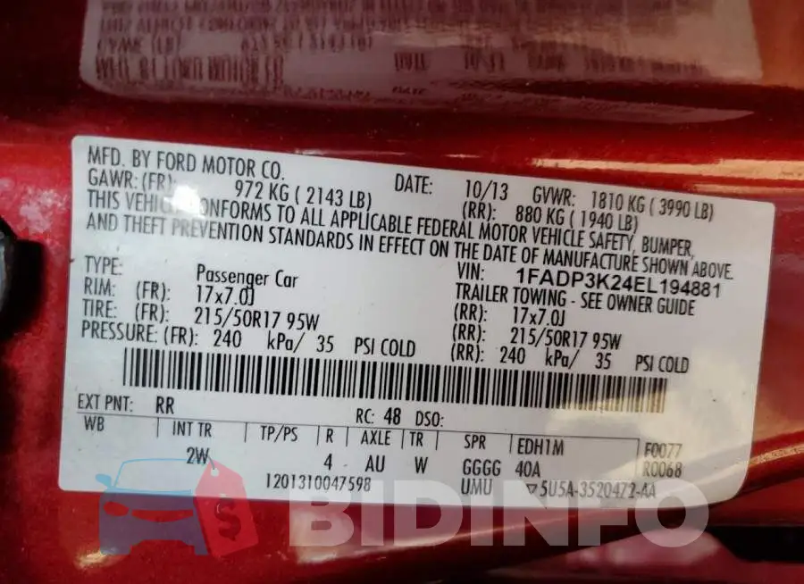 1FADP3K24EL194881 Photo# 12