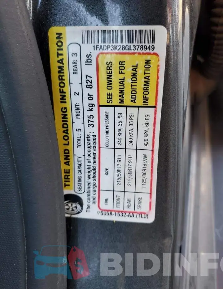 1FADP3K28GL378949 Photo# 12