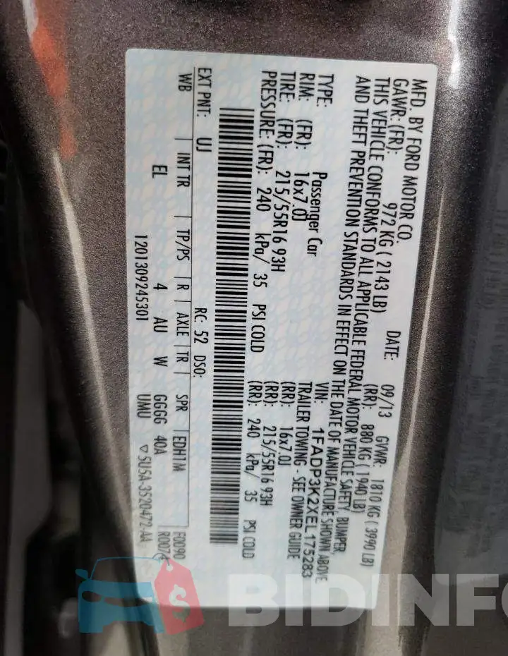 1FADP3K2XEL175283 Photo# 12