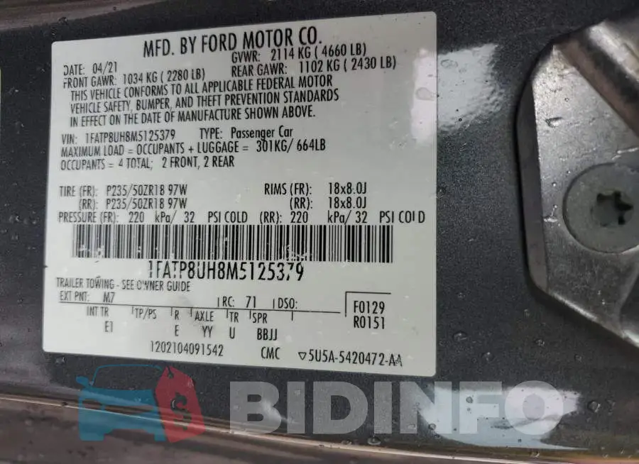 1FATP8UH8M5125379 Photo# 12