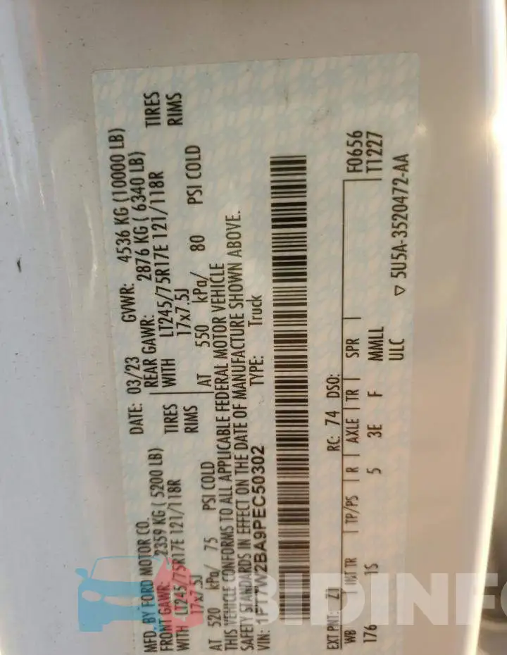 1FT7W2BA9PEC50302 Photo# 12