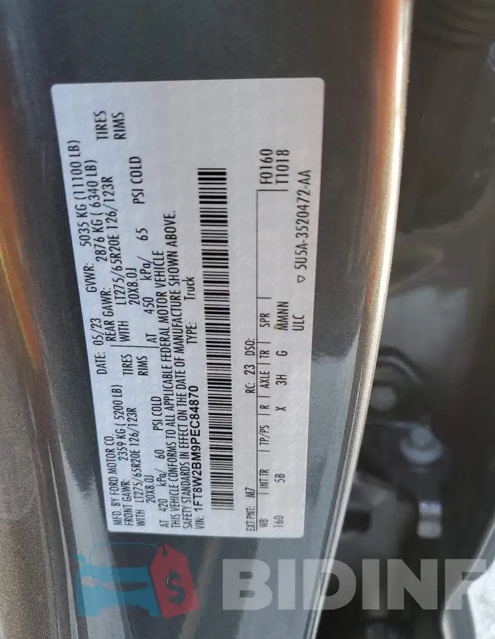 1FT8W2BM9PEC84870 Photo# 13