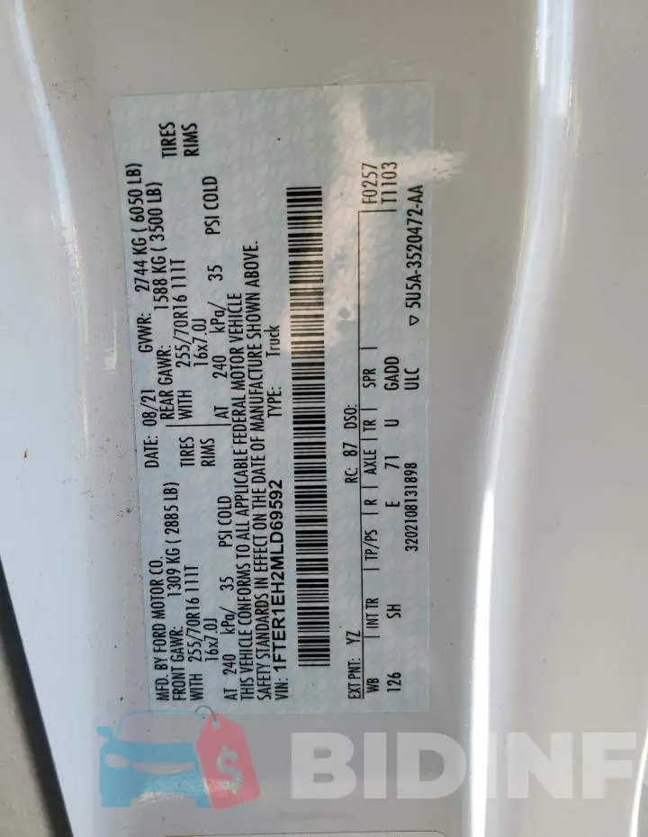 1FTER1EH2MLD69592 Photo# 12
