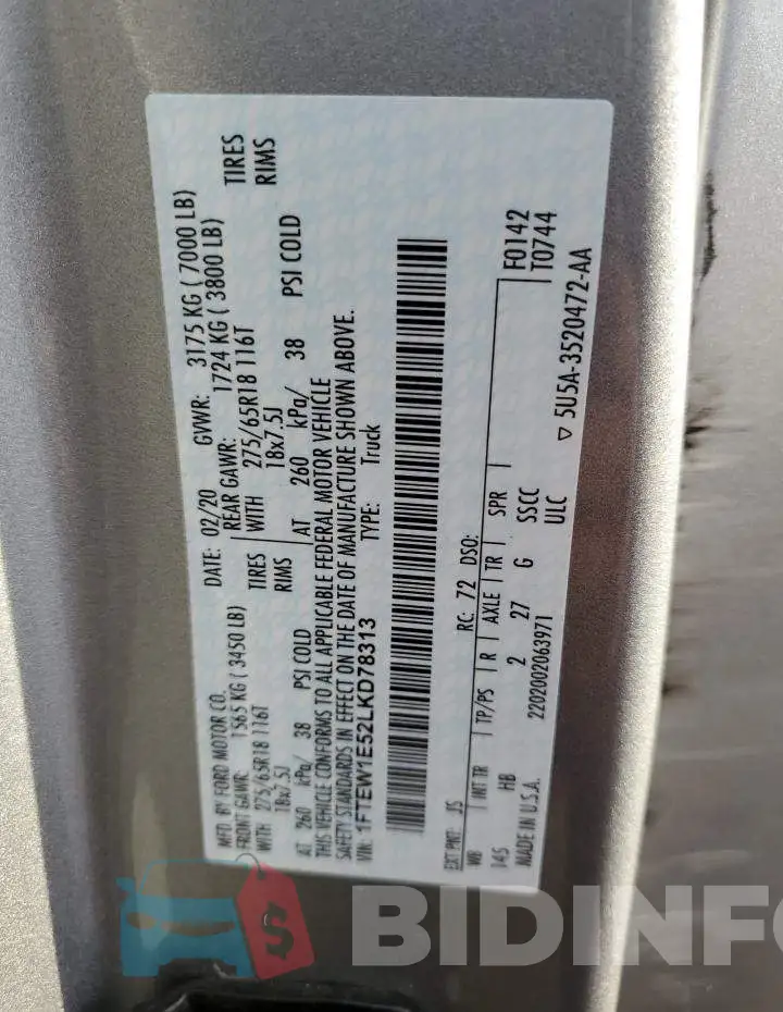 1FTEW1E52LKD78313 Photo# 13