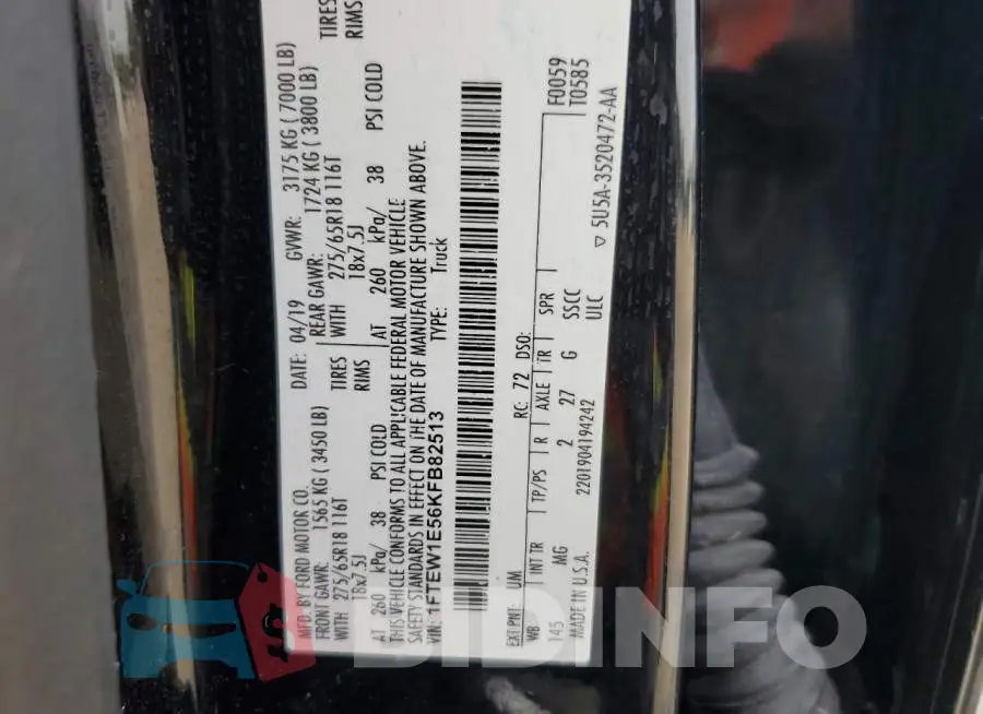 1FTEW1E56KFB82513 Photo# 12