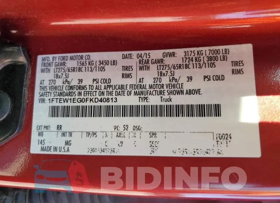 1FTEW1EG0FKD40813 Photo# 12