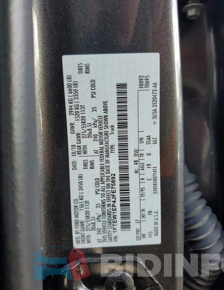 1FTEW1EP4JFE75892 Photo# 12