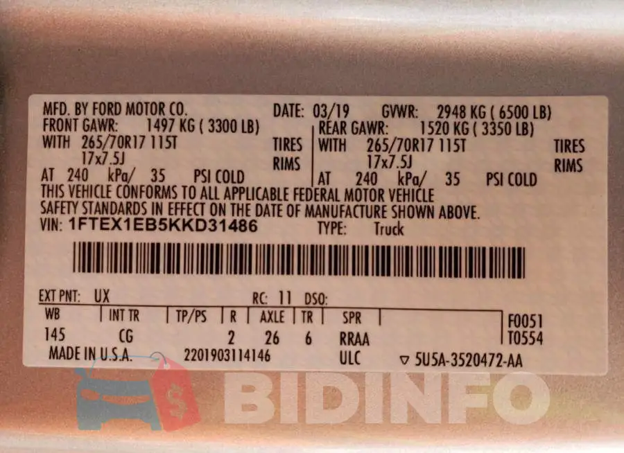 1FTEX1EB5KKD31486 Photo# 13