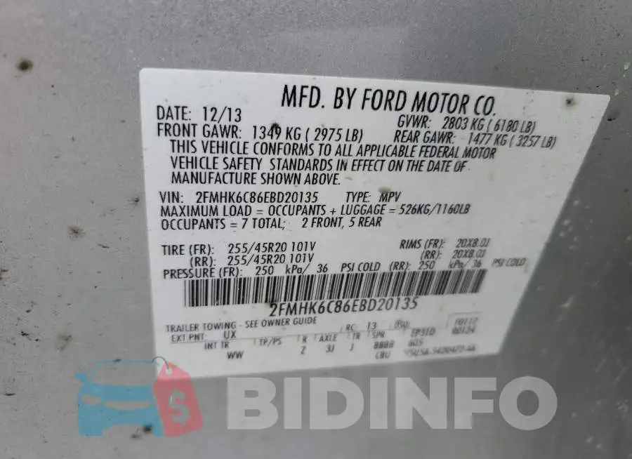 2FMHK6C86EBD20135 Photo# 13
