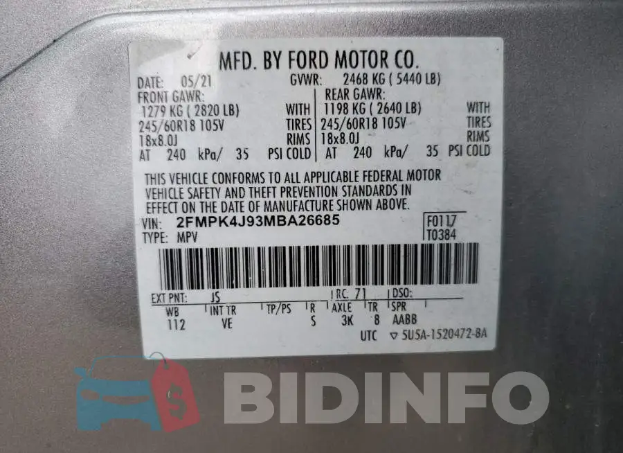 2FMPK4J93MBA26685 Photo# 13