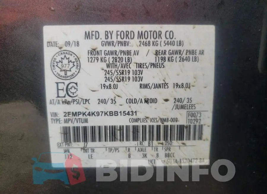 2FMPK4K97KBB15431 Photo# 14