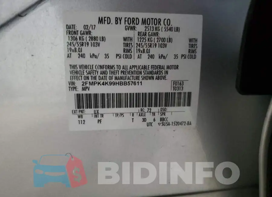 2FMPK4K99HBB57611 Photo# 13