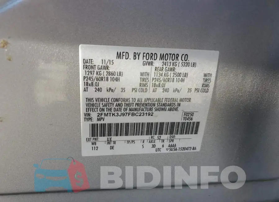 2FMTK3J97FBC23192 Photo# 13