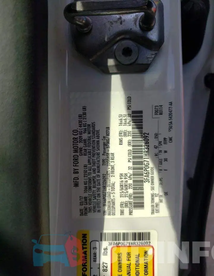 3FA6P0G71HR326092 Photo# 13