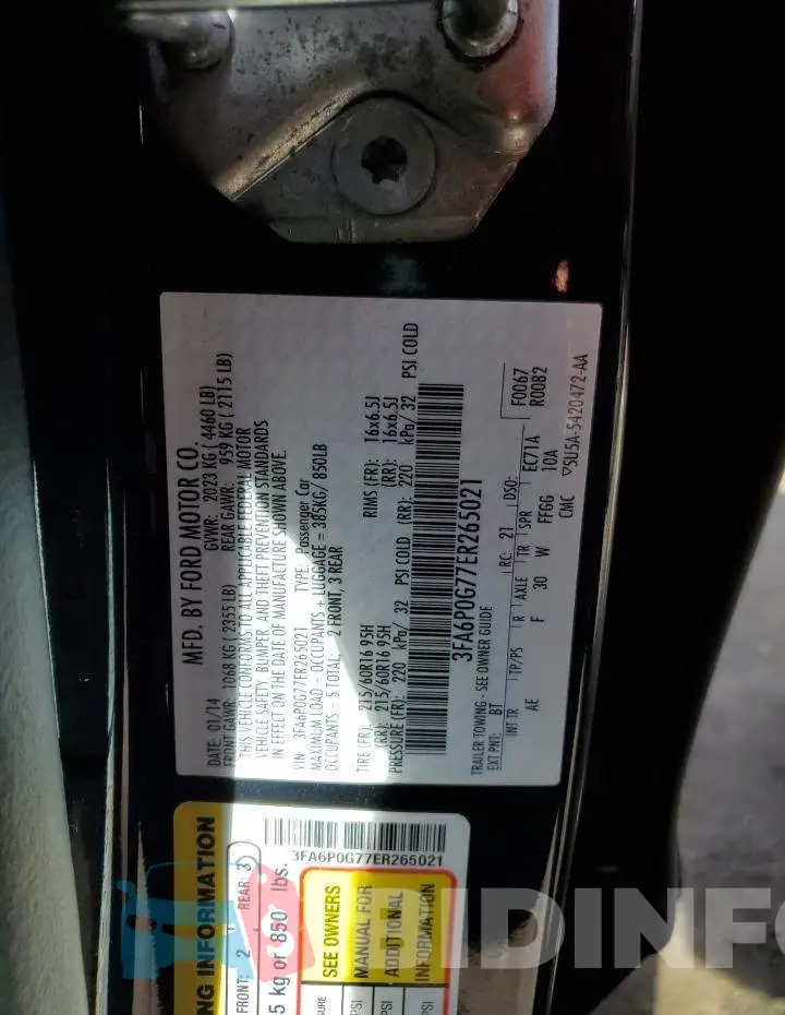 3FA6P0G77ER265021 Photo# 12