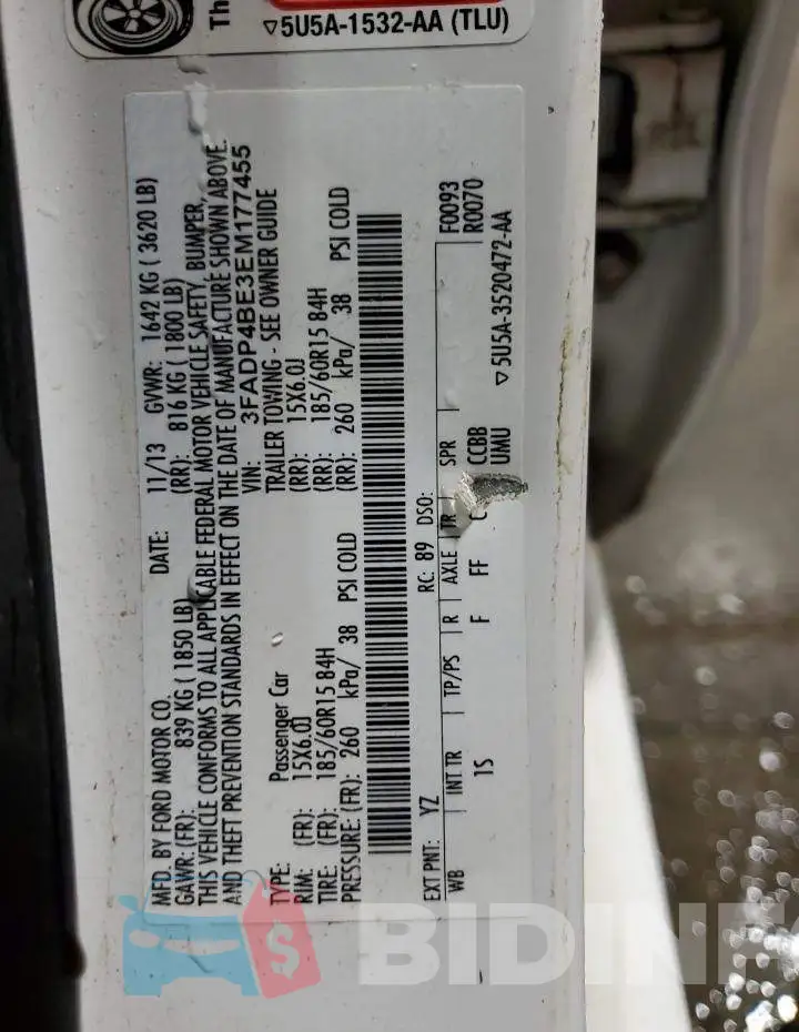 3FADP4BE3EM177455 Photo# 12
