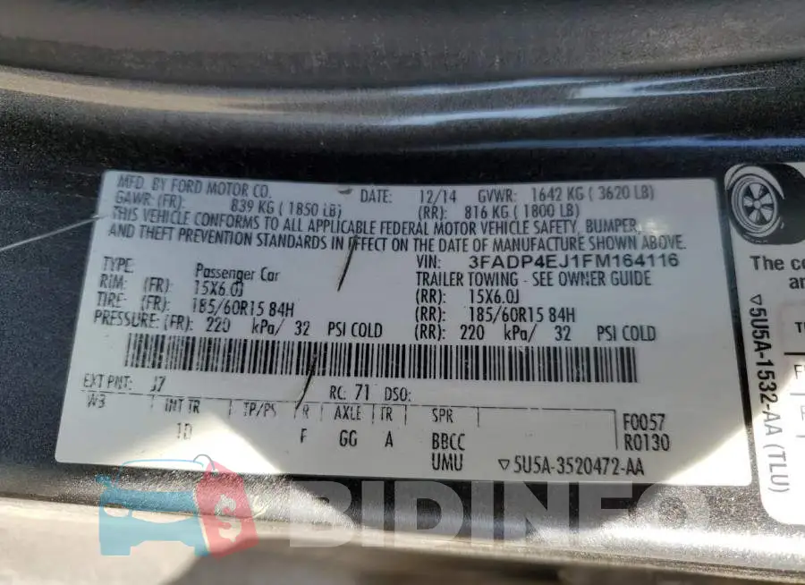 3FADP4EJ1FM164116 Photo# 12
