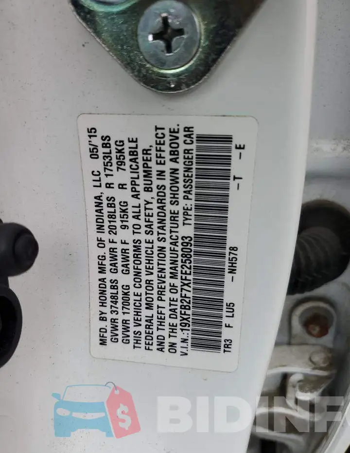 19XFB2F7XFE258093 Photo# 12