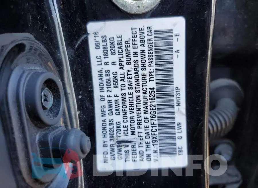 19XFC1F76GE216254 Photo# 12