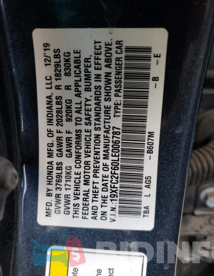 19XFC2F60LE006787 Photo# 12