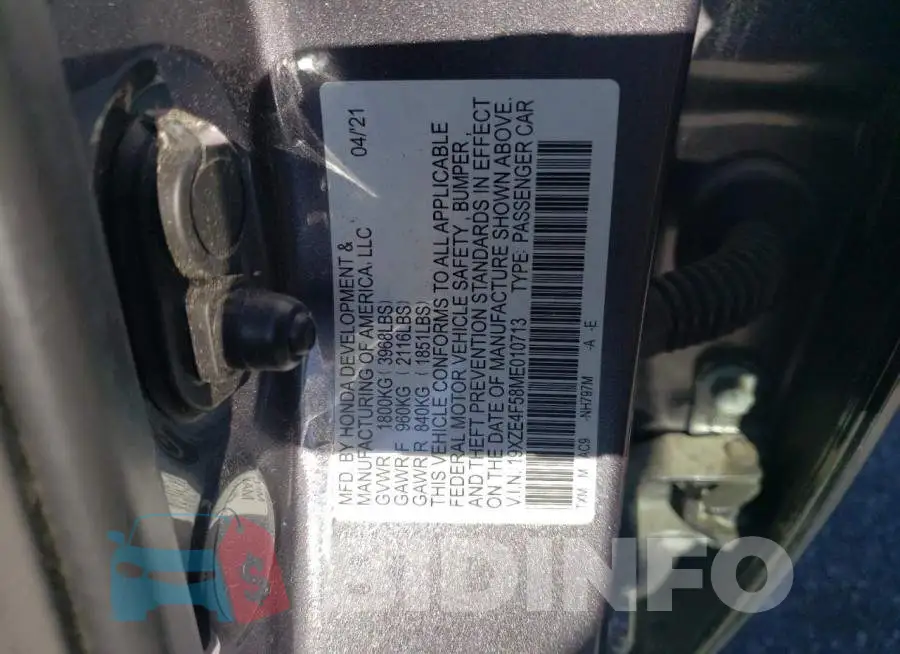 19XZE4F58ME010713 Photo# 12