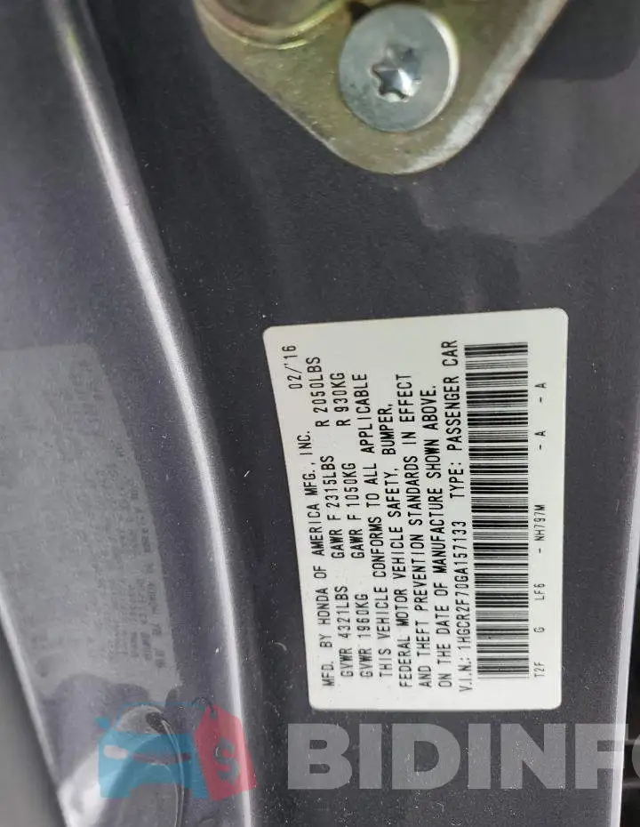 1HGCR2F70GA157133 Photo# 12