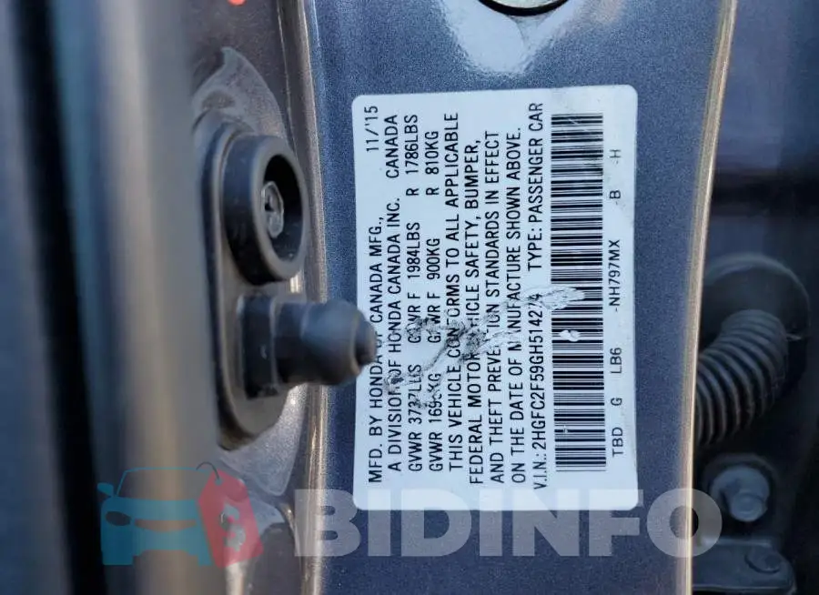 2HGFC2F59GH514274 Photo# 12