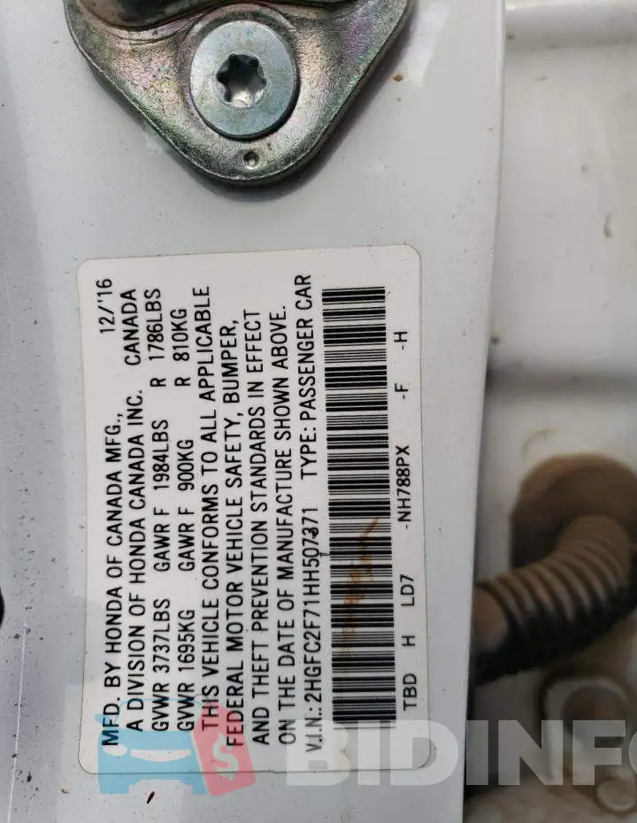 2HGFC2F71HH507371 Photo# 12