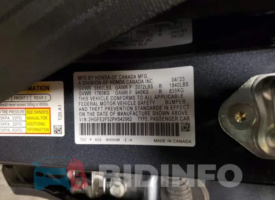 2HGFE2F52PH542962 Photo# 12