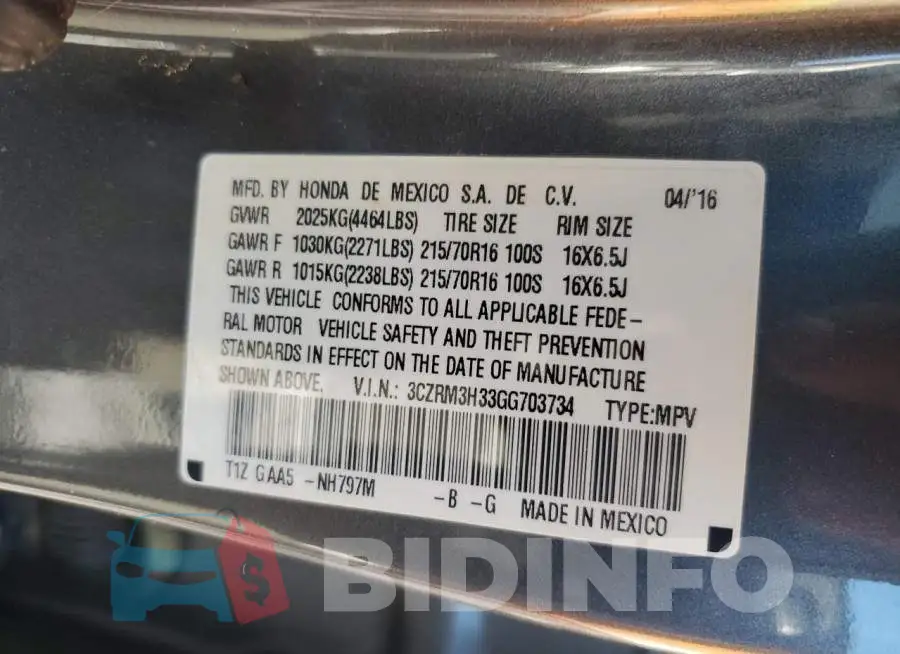 3CZRM3H33GG703734 Photo# 12