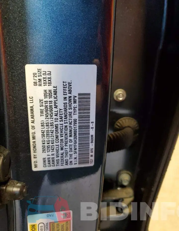 5FNYF6H30MB017990 Photo# 14