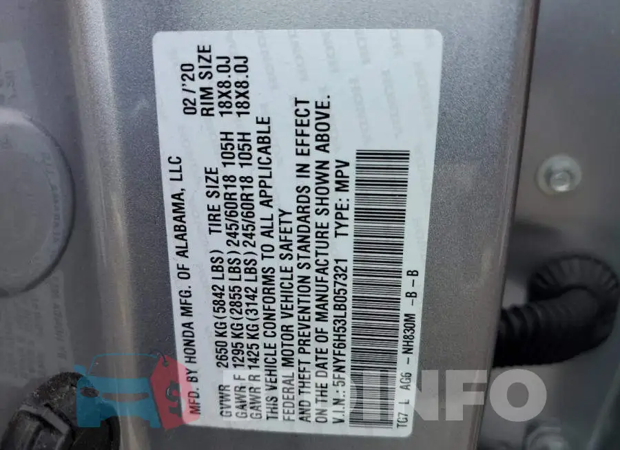 5FNYF6H53LB057321 Photo# 13