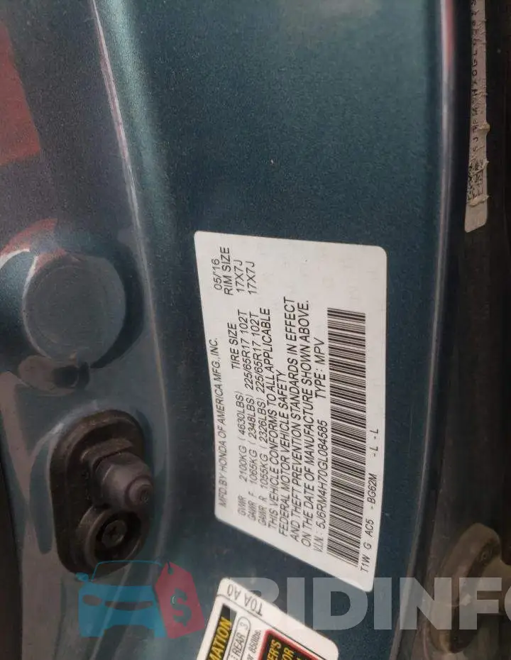 5J6RM4H70GL084585 Photo# 12