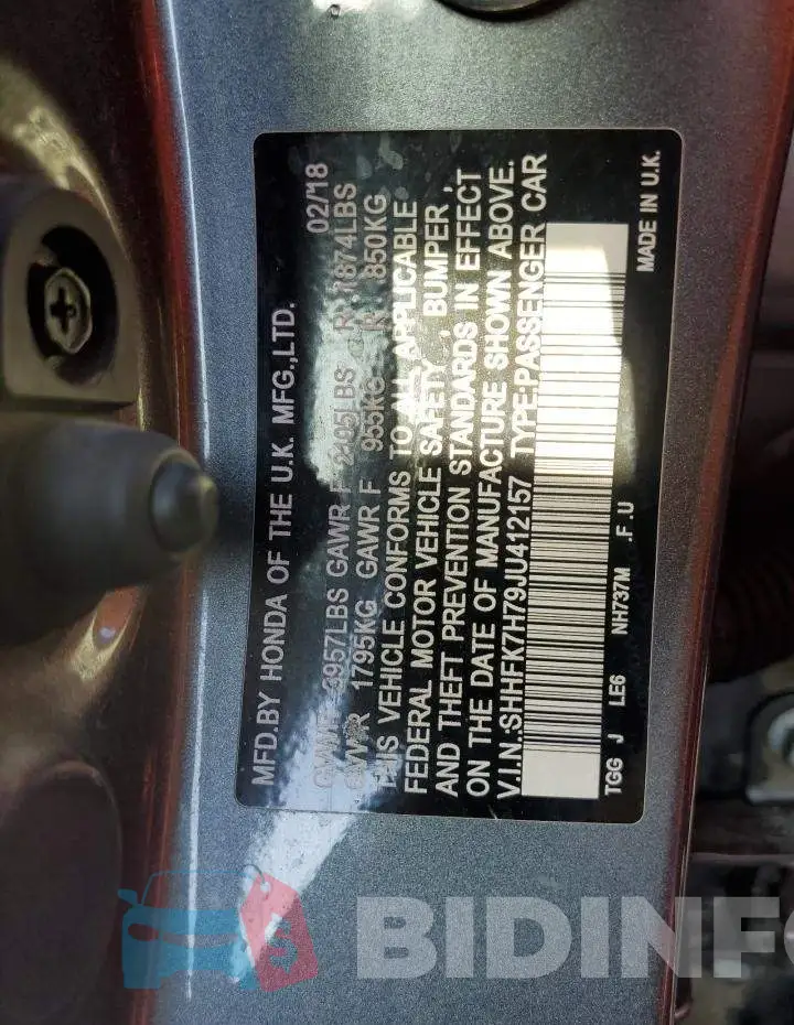 SHHFK7H79JU412157 Photo# 12
