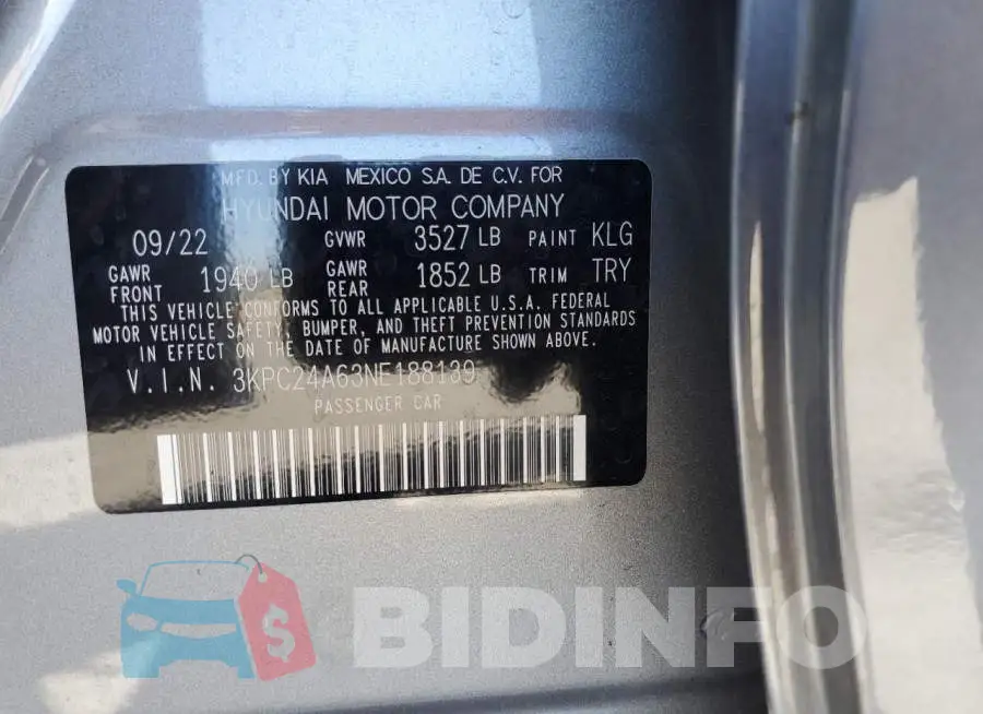 3KPC24A63NE188139 Photo# 12
