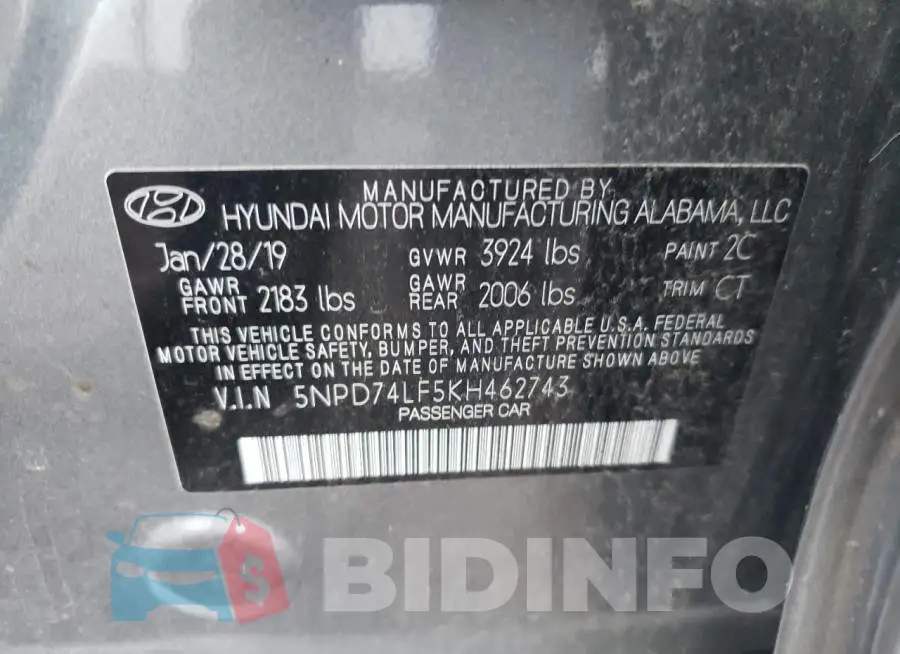 5NPD74LF5KH462743 Photo# 12