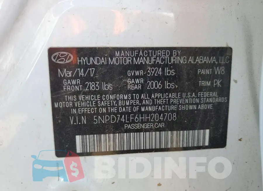 5NPD74LF6HH204708 Photo# 12