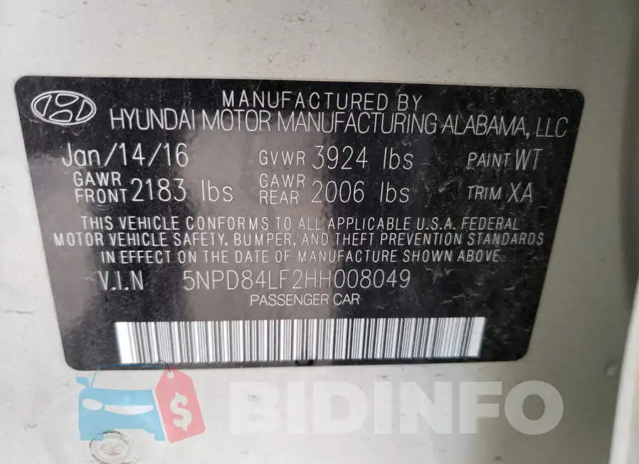 5NPD84LF2HH008049 Photo# 13